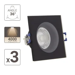 Xanlite - Lot 3 Spots GU10 50W 4000K Carré Noir IP44 - PAK3SP50CIP44NCW