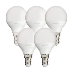 Xanlite - Lot de 5 ampoules SMD LED P45 Opaque, culot E14, 470 Lumens, conso. 5,3 W (eq. 40W), 2700K, Blanc chaud - PACK5EV470P