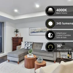 Xanlite - Lot x5 Ampoules LED spot, culot GU10, conso 4,8 W, eq. 50 W, blanc neutre - PACK5RCXG50SCW