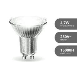 Xanlite - Lot x5 Ampoules LED spot, culot GU10, conso 4,8 W, eq. 50 W, blanc neutre - PACK5RCXG50SCW