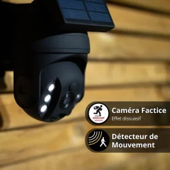 Xanlite - Projecteur Caméra factice solaire IP65, 250 lumens, détecteur de mouvement, Noir - PRSCAM250
