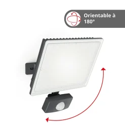 Xanlite - Projecteur LED Mural Noir, Détecteur de Mouvement, 50 W, 4200 Lumens - PR50WMD
