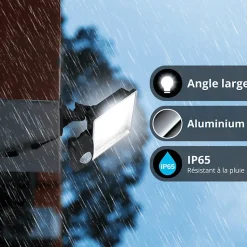 Xanlite - Projecteur LED Mural Noir, Détecteur de Mouvement, 50 W, 4200 Lumens - PR50WMD