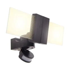 Xanlite - Projecteur mural PMMA 2 têtes 30W (2x15W), IP44, détecteur de mouvement, 2100 lumens, Blanc froid - PR30WM2TFLD