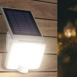 Xanlite - Projecteur Solaire IP44 1500 Lumens - Détecteur de mouvements - Panneau déportable - Blanc - PRS1500DB