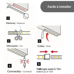 Xanlite - Ruban LED 5m RVB - Extensible 10m - LSBK5RVBEX