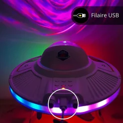 Xanlite - Veilleuse Vaisseau spatial LED Spacelite, 8 modes, enceinte Bluetooth intégrée, Synchronisation sonore - SPACELITE