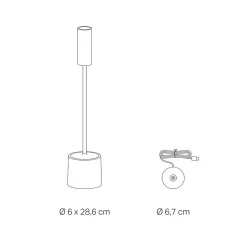 Zafferano - Lampe de table LED rechargeable Carolina avec bouton tactile dimmable - Intérieure/extérieure - Autonomie 9 h - Blanc