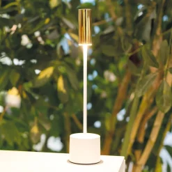 Zafferano - Lampe de table LED rechargeable Carolina avec bouton tactile dimmable - Intérieure/extérieure - Autonomie 9 h - Blanc