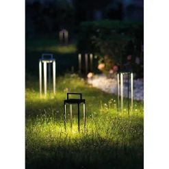 Zafferano - Lanterne solaire 2 LED 37,3 cm - Applique et lampe de table 2W avec batterie et capteur crépusculaire - Corten