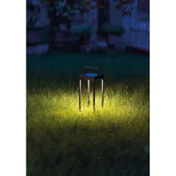 Zafferano - Lanterne solaire 2 LED 37,3 cm - Lampe murale et de table 2W avec batterie et capteur crépusculaire - Blanc
