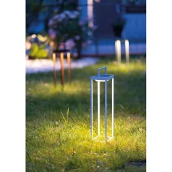 Zafferano - Lanterne solaire à 2 LED, 56,4 cm - Lampe murale et de table à piles 2W avec capteur crépusculaire - Vert sauge