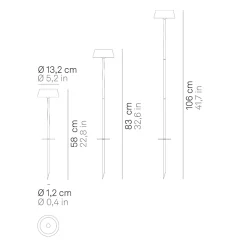 Zafferano SISTER LIGHT Wi-fi piquet Lampadaire intelligent Blanc Perle rechargeable et dimmable