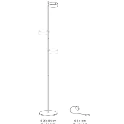 Zafferano SUPER O Lampadaire LED blanc rechargeable et dimmable 3 modules lumineux