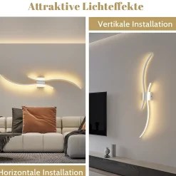 ZMH Applique Murale LED - Noir 14w 100cm 3000k Blanc Chaud pour Couloir Salon Chambre