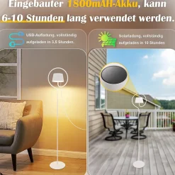 ZMH Lampadaire 120cm Blanc Tactile à Intensité LED Verre Pour Chambre