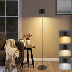 ZMH Lampadaire 120cm Noir Tactile à Intensité LED Verre Pour Chambre