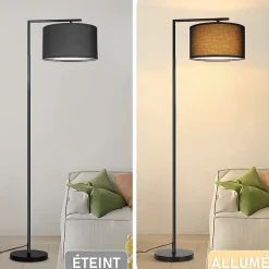 ZMH Lampadaire Pour Salon Design E27 Moderne En Tissu Lampe De Lecture Avec Interrupteur Au Pied