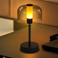ZMH Lampe à Poser De Chevet LED à Piles Noire Intensité Variable Sans Fil Rechargeable Par USB-c