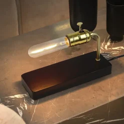 ZMH Lampe à Poser De Chevet Moderne - Lampe De Table Noire E27 Rétro Design Avec Ampoule