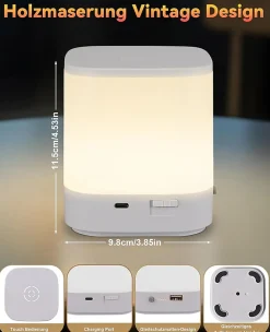 ZMH Lampe à Poser De Table LED Tactile Intensité Variable - Lampe De Chevet Rechargeable Par USB