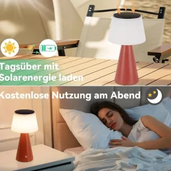 ZMH Lampe à Poser De Table LED Sans Fil à Batterie Solaire - Chevet Tactile Moderne à Intensité Variable