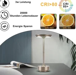 ZMH Lampe à Poser De Table LED Sans Fil Intensité Variable Pour Rebord De Fenêtre Salon