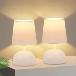 ZMH Lampe à Poser De Table Tissu Beige Avec Câble - Lampe De Chevet Chambre Lit Moderne