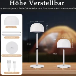 ZMH Lampe à Poser De Table LED Sans Fil - Lampe Intensité Variable Avec 3 Températures De Couleur
