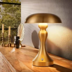 ZMH Lampe à Poser De Table Sans Fil - Lampe Tactile En Bronze Doré Avec Batterie Rechargeable USB