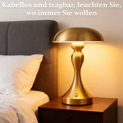 ZMH Lampe à Poser De Table Sans Fil - Lampe Tactile En Bronze Doré Avec Batterie Rechargeable USB