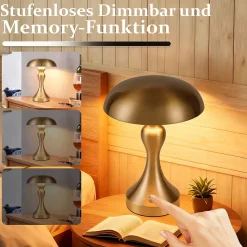 ZMH Lampe à Poser De Table Sans Fil - Lampe Tactile En Bronze Doré Avec Batterie Rechargeable USB