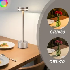 ZMH Lampe à Poser LED De Table Et Chevet - Sans Fil à Piles Tactile Intensité Variable H.32cm- Argent