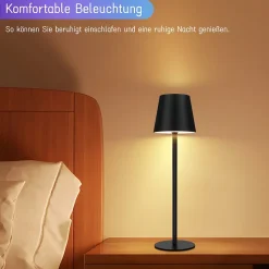 ZMH Lampe à Poser LED 2x, Noir, Rgb, USB Rechargeable, Sans Fil, Dimmable, Métal,ip54 Pour Bureau