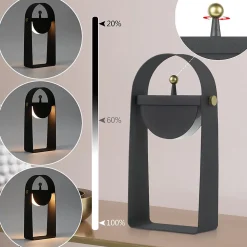 ZMH Lampe De Bureau LED Variable Portable Noir Blanc Chaud 3000 K