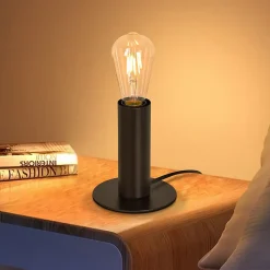 ZMH Lampe De Bureau Noir E27 Métal Avec Fiche Incl Interrupteur 40w Sans Ampoule