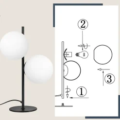 ZMH Lampe De Bureau Noir Vintage 2 Feux Design Moderne Verre E27