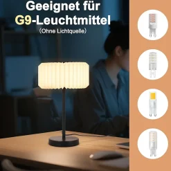 ZMH Lampe De Chevet Vintage Blanche Abat jour En Papier Pour Salon Ampoule Non Incluse