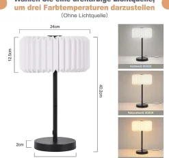 ZMH Lampe De Chevet Vintage Blanche Abat jour En Papier Pour Salon Ampoule Non Incluse