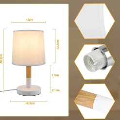 ZMH Lampe De Table Douille E27 Lampe De Chevet Chambre Moderne Abat-jour Blanc Lampe De Chevet Table