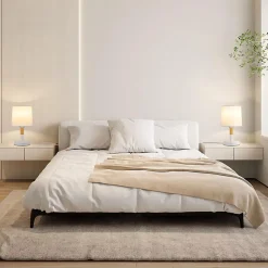 ZMH Lampe De Table Douille E27 Lampe De Chevet Chambre Moderne Abat-jour Blanc Lampe De Chevet Table