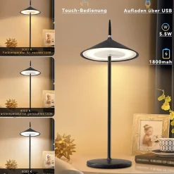 ZMH Lampe De Table LED Intensité Variable Table D'extérieur Moderne Pour Jardin