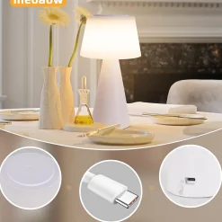 ZMH Lampe De Table LED Sans Fil 3600 Mha à Intensité Variable, Lampe De Salon Moderne à Piles