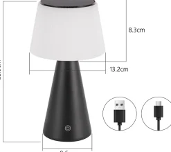 ZMH Lampe De Table LED Sans Fil à Batterie Solaire Chevet Tactile Moderne à Intensité Variable
