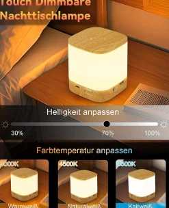 ZMH Lampe De Table LED Tactile à Intensité Variable, Lampe De Chevet Rechargeable Par USB