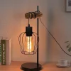 ZMH Lampe De Table Rétro Vintage E27 Bois Noire