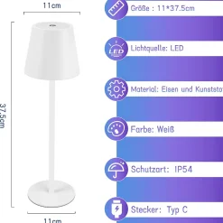 ZMH Lampe De Table Sans Fil Variable Rgb Whonzimmer Ip54 Lampe De Lit USB Pour Bureau