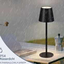 ZMH Lampe De Table Sans Fil - Lampe De Chevet Noir Ip54 Lampe De Lit Whonzimmer