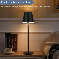 ZMH Lampe De Table Sans Fil - Lampe De Chevet Noir Ip54 Lampe De Lit Whonzimmer