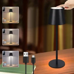ZMH Lampe De Table Sans Fil - Lampe De Chevet Noir Ip54 Lampe De Lit Whonzimmer